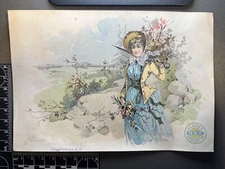 Antique Victorian Trade Card Advertising Ephemera - Clark's ONT Spool Cotton 