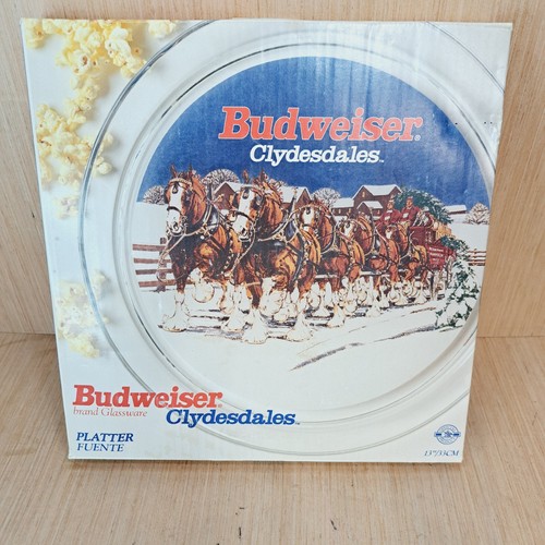 Neu im Karton 1995 Budweiser Clydesdale 13"" Platte von Indiana Glas USA mit Originalbox - Bild 5 von 11