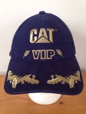 CAT Catapiller VIP Gold Embroidered Navy Blue USA Made Baseball Hat Cap One Size