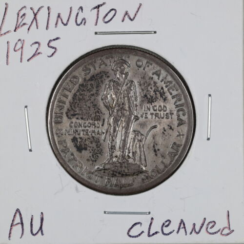 1925 50C Lexington Commemorative Half Dollar with AU Detail Cleaned #04231