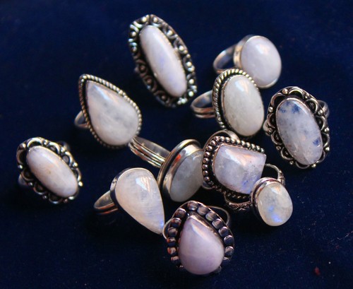 Moonstone Gemstone Rings Handmade Rings Silver Overlay Rings For Women T@-18 - Picture 2 of 12