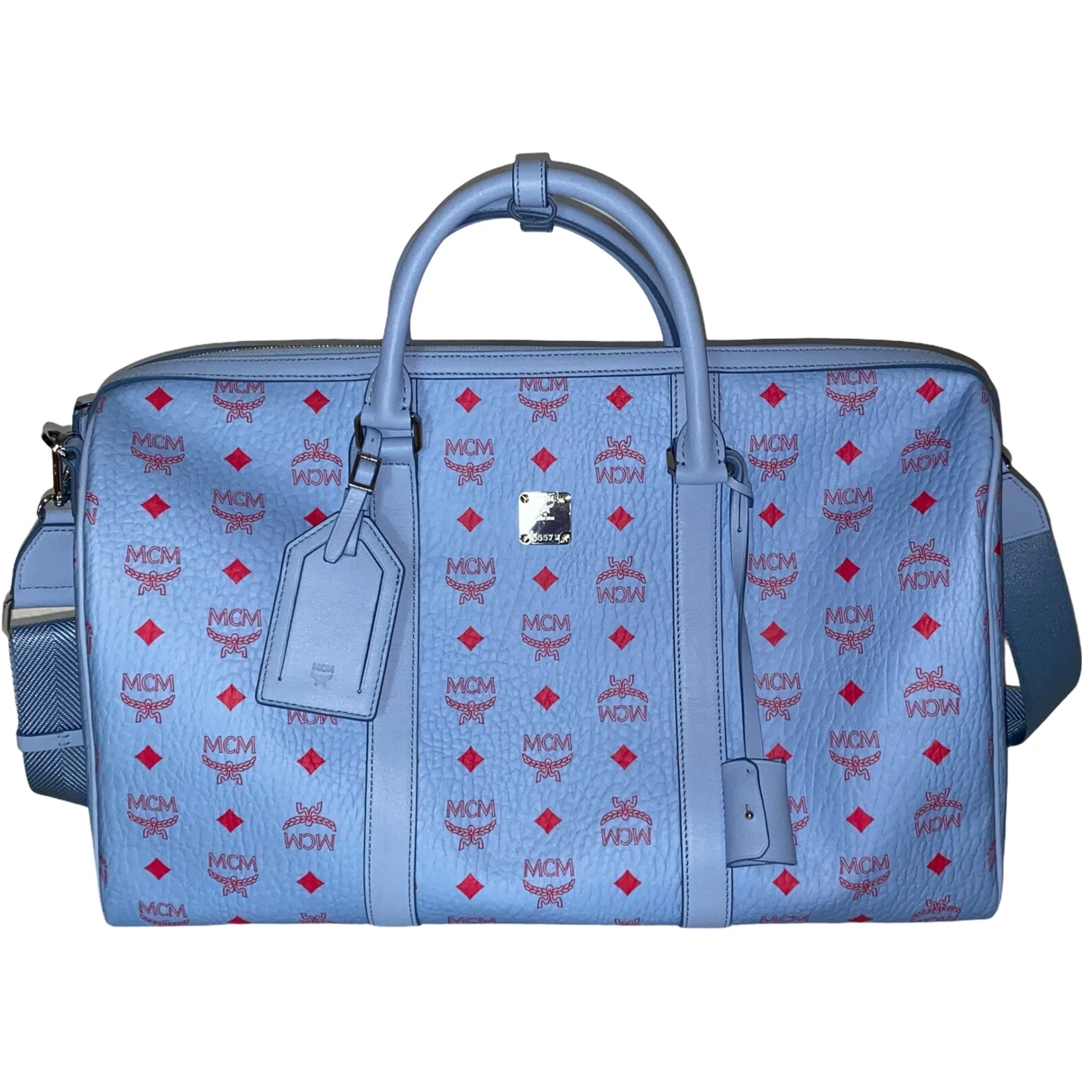 MCM Traveler Weekender Bag In Visetos In Blue Bell wie neu 45 cm