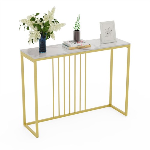 Wisfor Slate Console Table Long Entryway Table Slim Narrow Sofa Table White Top - Picture 11 of 15