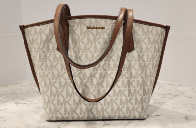 MICHAEL KORS Jane Large Tote VANILLA LUGGAGE MK Signature $298 | eBay
