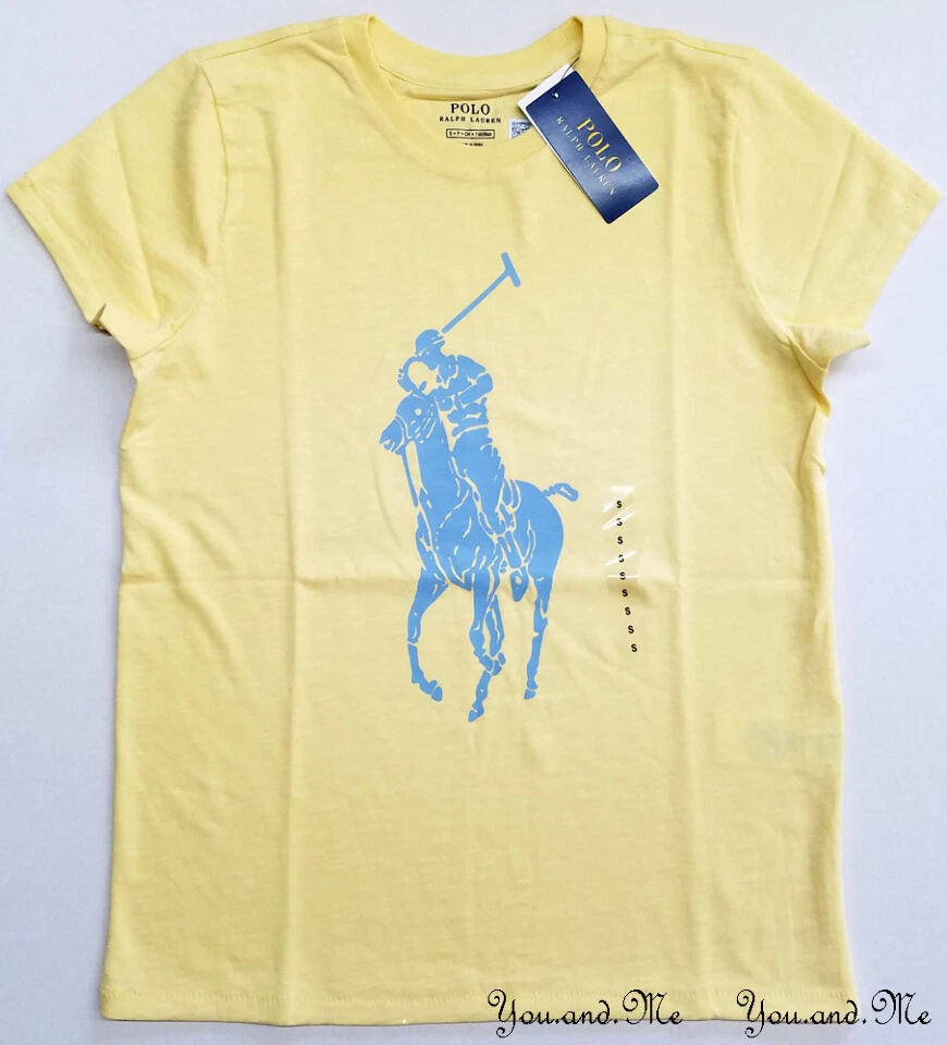 POLO RALPH LAUREN Women Cotton Short Sleeve Tee T-Shirt BIG PONY Yellow S  NWT