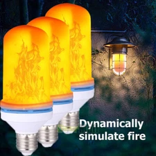 LED Flame Effect Light Bulb 4 Modes E27 Base Fire With Gravity Sensor Max 3 Pack