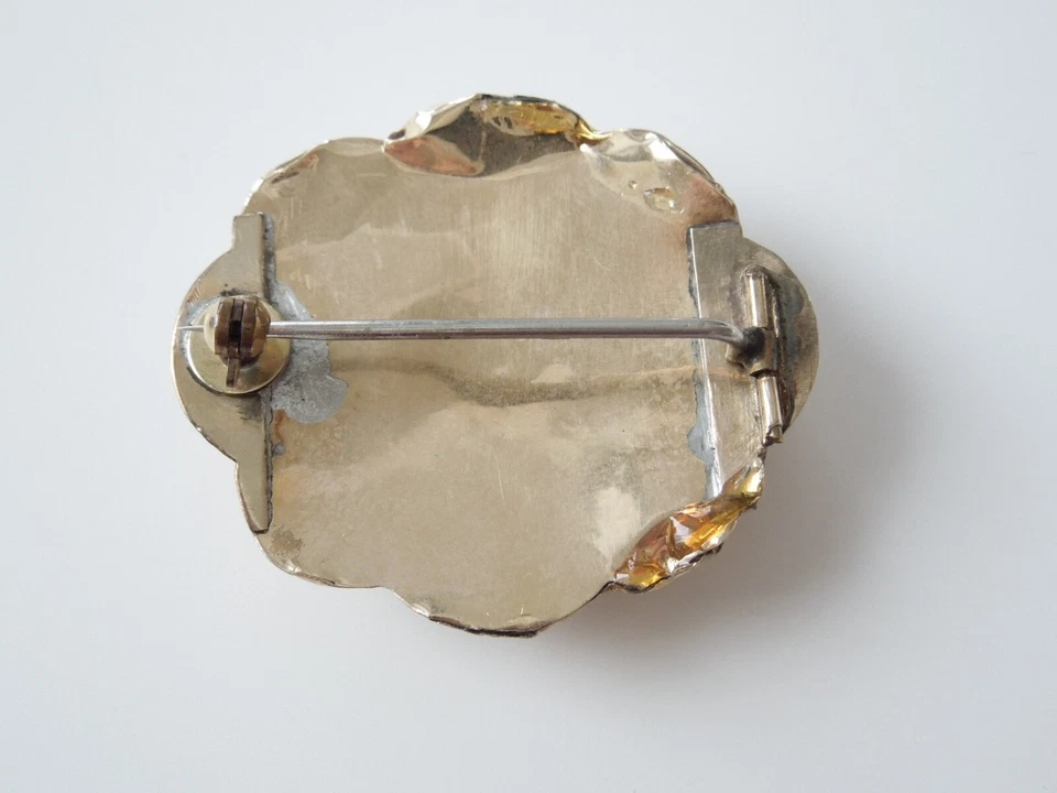 Antico Spilla Onice ? Placcato in oro 9,4 G/3,8 X 3,3 CM - Immagine 4 di 4