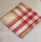 Vintage Luncheon Tablecloth Red Plaid Square Boho Retro 45" 