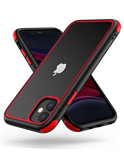for iPhone 11 Crystal Clear Case, with Multicolor Protective Black/Red