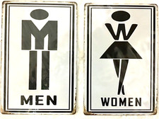 Two new 8x12 TIN SIGNS Restrooms mens womens bathroom restaurant bar shop 1003 