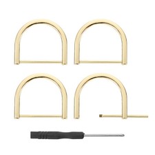 D-Rings Screw in Shackle, 4Pcs 38mm U Shape D Ring for Purse Bag DIY, Gold