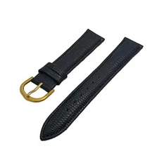 Genuine 18mm Lizard  Black Leather Watch Wrist Strap Band Lucien Piccard Design