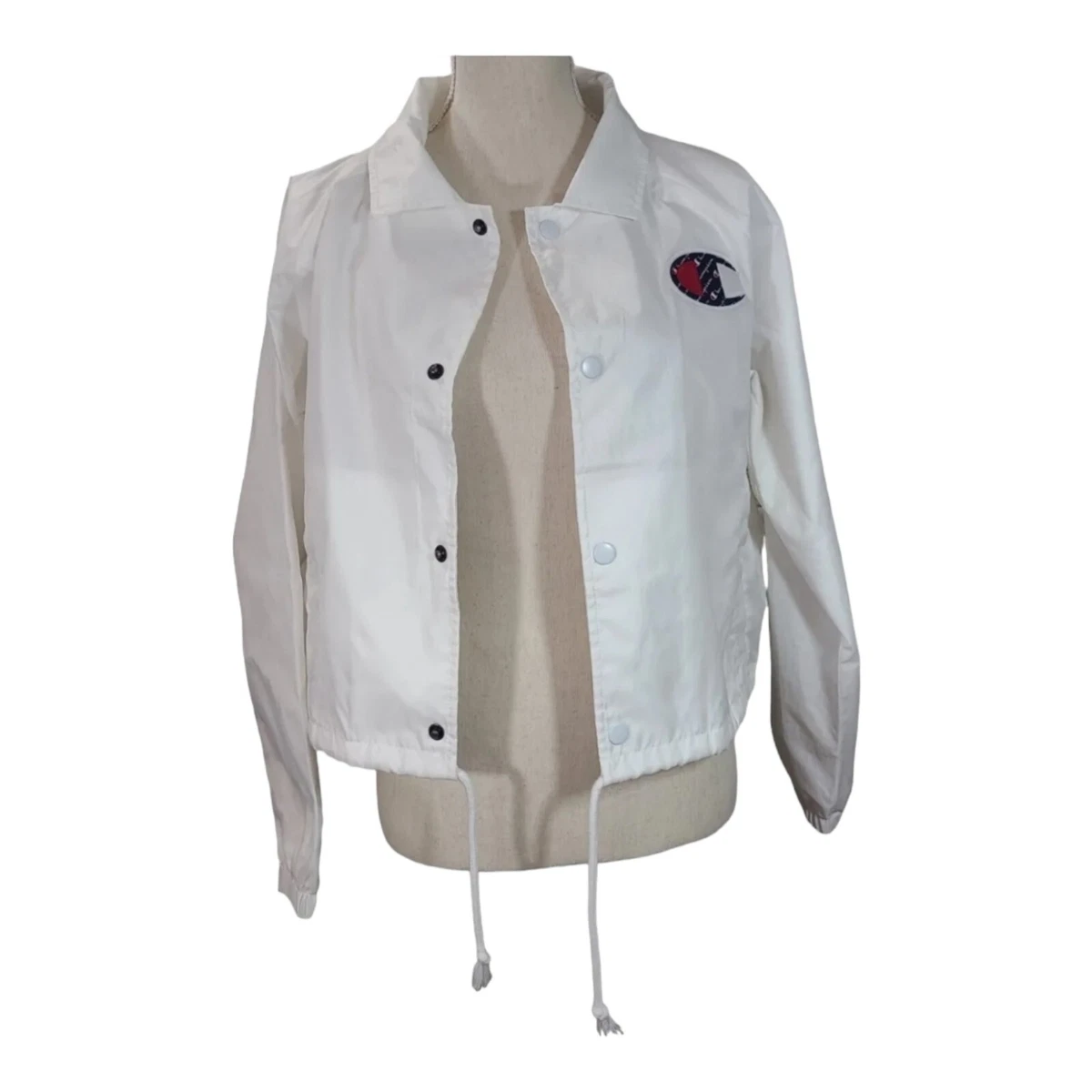 Champion cropped coach jacket white sale