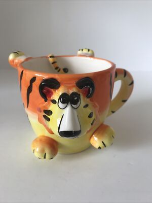 The Da Vinci Collection Handpainted Ceramic TIGER Coffee Tea Mug Cup