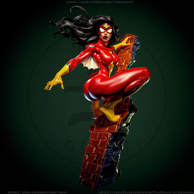 Spider Woman, Jessica Drew, Marvel, MCU, sexy Pin Up, Figur, 3D Druck, UNBEMALT