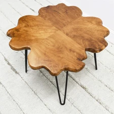 Greenage Rustic Cedar Root Live Edge Coffee Table with Hairpin Legs Heavy Thick