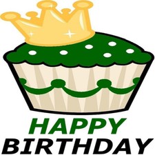 30 Custom Happy Birthday Green Crown Cupcake Personalized Address Labels