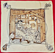 SCARF FRANCE VINTAGE AUTHENTIC RELAIS DU SARDENT EQUESTRIAN ART SILK 29" SQUARE