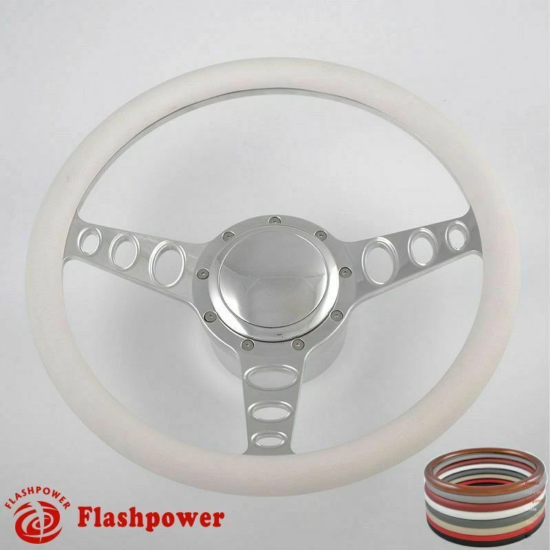 14" Billet Aluminum 9 Hole Steering Wheel Kit w/ Horn Button & Adapter - Image 4 of 4
