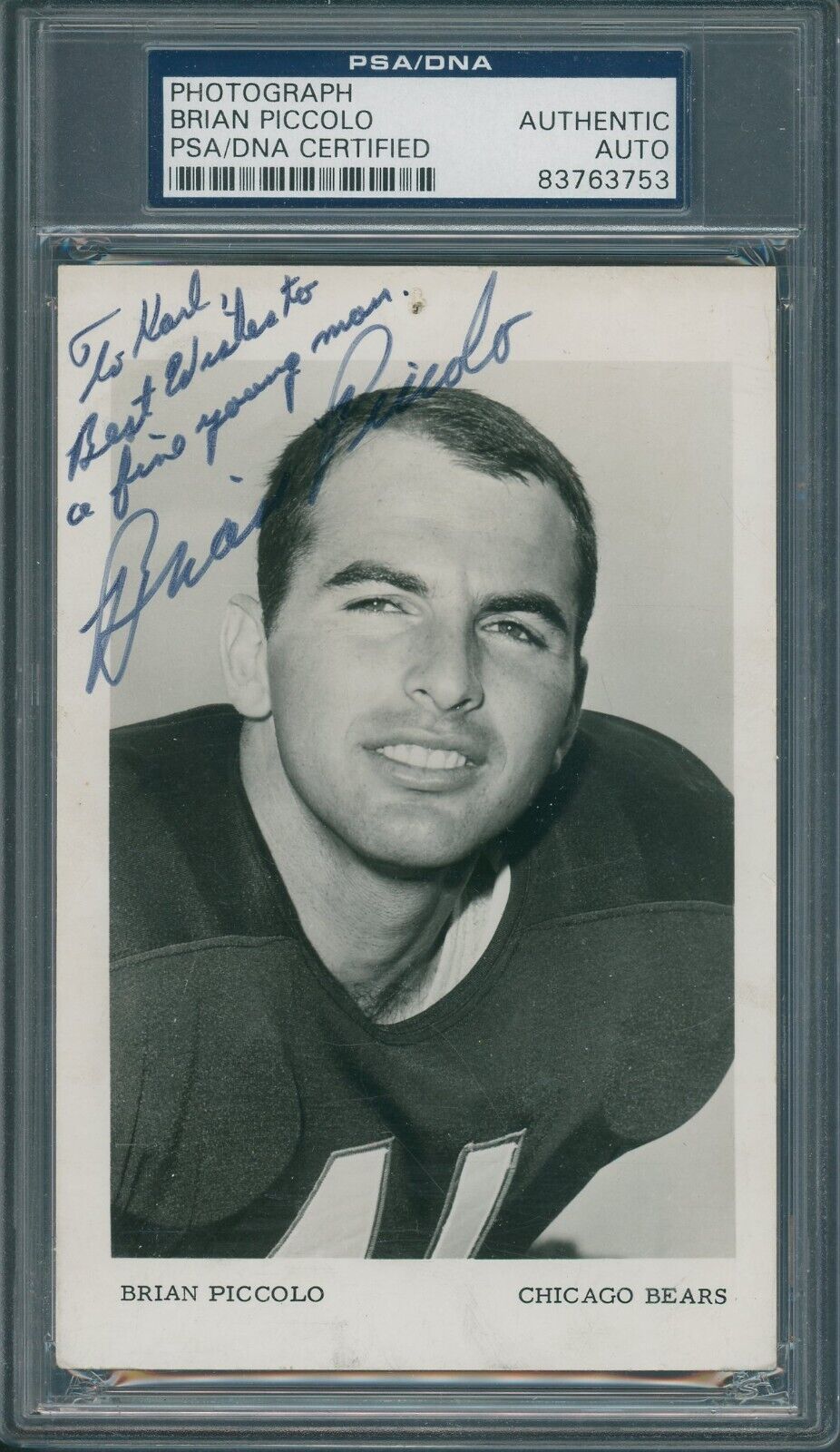 Brian Piccolo Autographed Memorabilia Signed Photo, Jersey