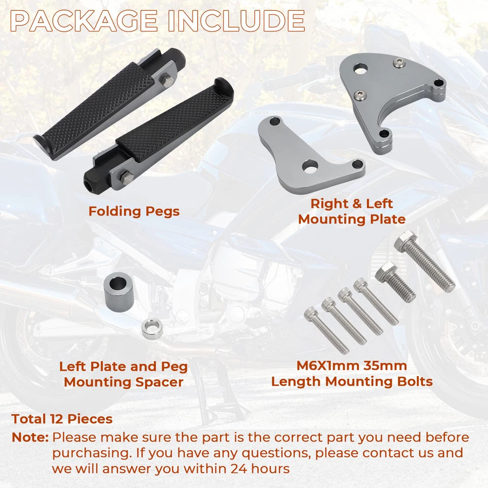 Para Yamaha FJR1300 estriberas plegables de carretera reposapiés y placas de montaje de aluminio Foto 4 de 4