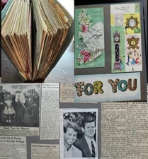 VTG 1961 Scrapbook Birthday Cards & Newspaper Clippings. Gift For 90 Yr. Old Man