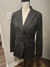 New York  Company Stretch Blazer Womens Small Black Two Button Classic