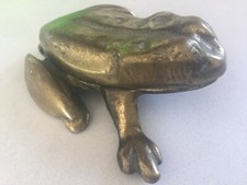 Vintage Brass Frog Ornament Trinket Box Match Holder Ash Tray Hinged Figurine