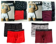 2 X IST Men's Boxer Briefs 2 Pack M or L Black Red Pine Logo Cotton Stretch New