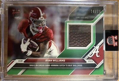RYAN WILLIAMS Alabama vs Georgia 2024 Topps Now Game Used Ball Relic Green 74/75