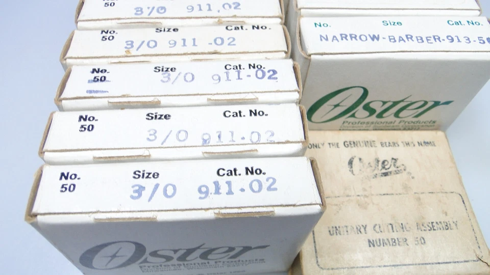 Lote De Colección Cuchillas De Afeitar Oster Pro Cuchillas De Cortar Barbero con Cajas Varios Tamaños Foto 3 de 4