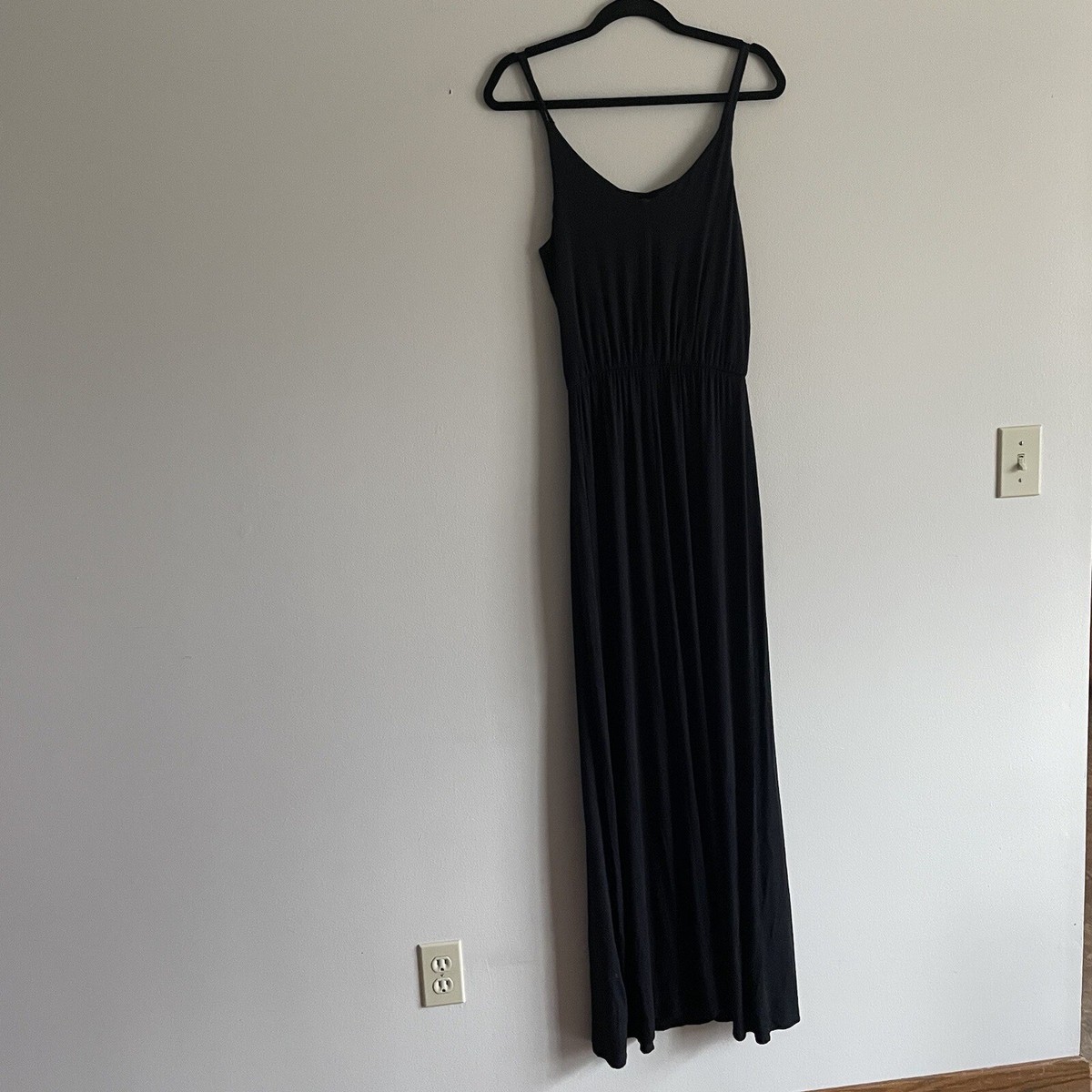 Maurices Women XS Black Cinched Waist Flowy Strappy Neckline 24/7 Maxi Dress  | eBay