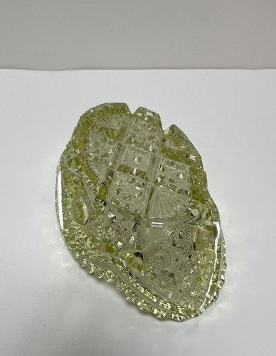 Antique! Imperial Glass NuCut Hobstar Yellow Glass Sawtooth Dish Bowl - Picture 5 of 14