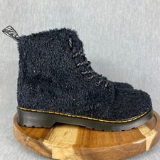 Dr. Martens 1460 Pascal Boots Junior Girls Size 5 Black Tinsel Faux Fur Unisex