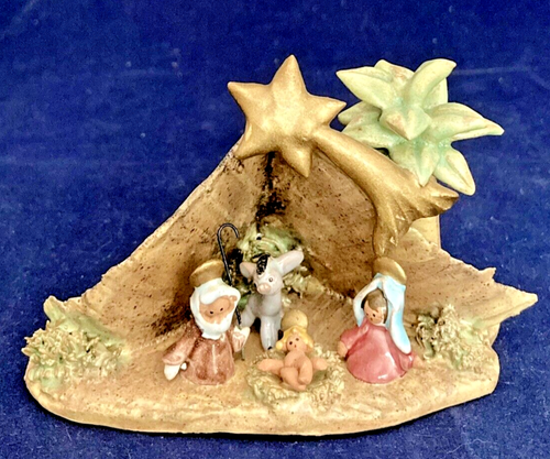 vtg Creche Holy Family Nativity Ceramic Handmade Austria '80s Baby Jesus 4" x 3" - Picture 10 of 13