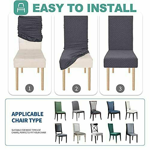 4er-Pack Esszimmerstuhlbezug Jacquard elastisch Bankettstuhl Schutz Slipper - Bild 3 von 59