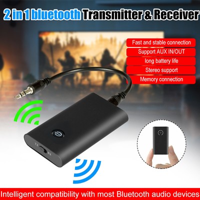 Bluetooth V5.0 Transmitter Receiver 2 IN 1 Wireless Audio 3.5mm Jack Aux Adapter