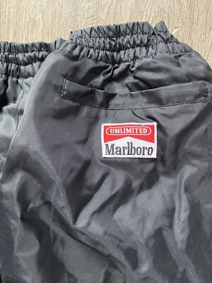 Vintage 90s Marlboro xL Red Fleece lined Windbreaker Nylon Track