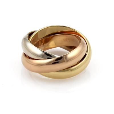 Cartier Trinity 18k Tricolor Gold 4.5mm Rolling Band Ring Size EU