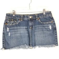 Vintage Aeropostale Womens Small denim super mini skirt Y2K frayed raw hem