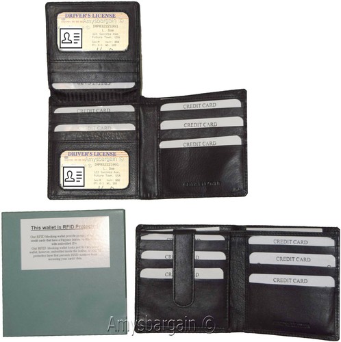 Lot of 2 RFID Men's Hipster wallet Genuine Leather Bifold 15 Card 2ID New in Box - Picture 5 of 12