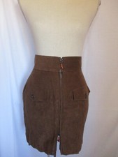 Rare Claude Montana vintage US 6 Skirt Zip pockets Italy 40 Brown pencil ICONIC