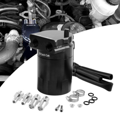 #ad Oil Catch Can Kit Reservoir Baffled Tank with Breather Filter Universal Aluminum $23.99