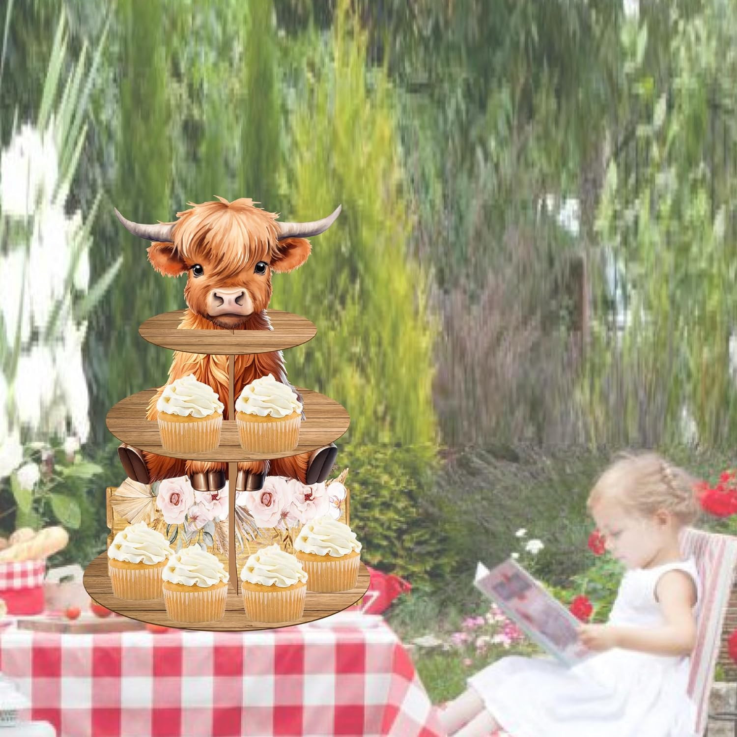 Highland Cow Cupcake Stand Highland Cow Birthday Party Cardboard Cupcake Hold...