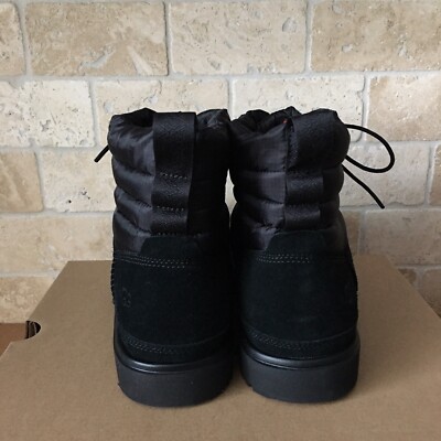 UGG Classic Mini Lace-up Weather Black Suede Sheepskin Boot Size