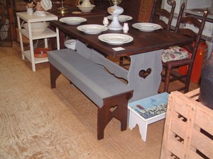 Vintage All Wood Farm Table And 1 Bench 48 X 33 X 30 Ebay