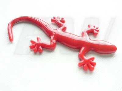 3D GECKO LIZARD CAR BADGE GLOSS RED - SELF ADHESIVE BACKING
