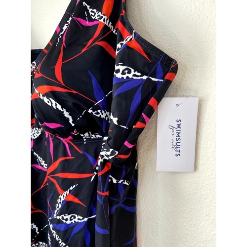 SwimSuits for all women's plus 30 black red blue v-neck tankini swim top NWT - Picture 2 of 7