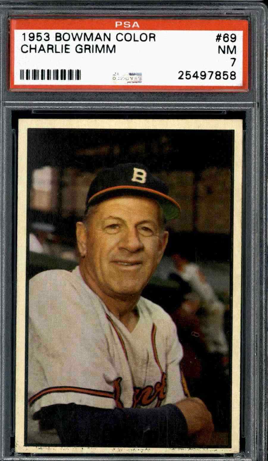 1953 Bowman Color #69 Charlie Grimm - PSA 7