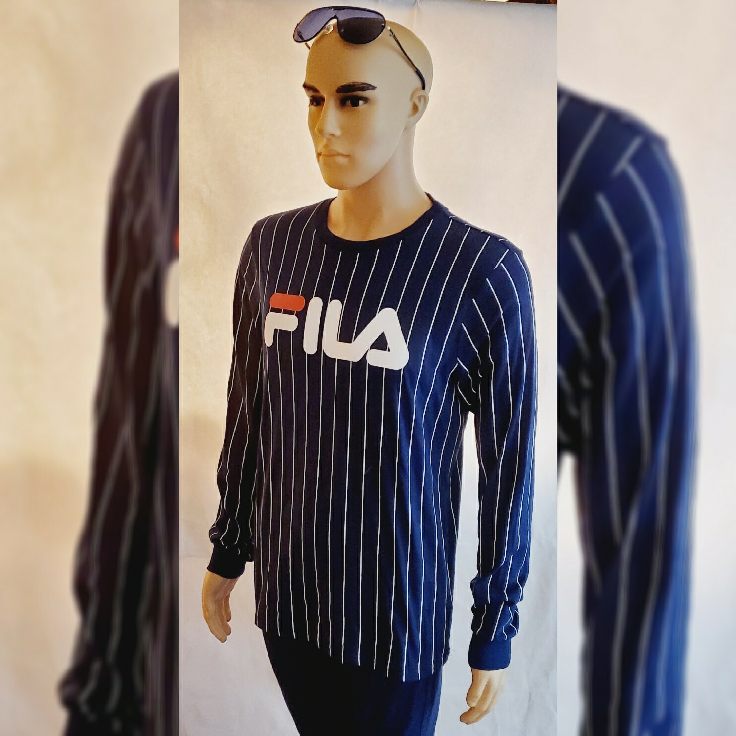 FILA AUTENTICA MAGLIETTA HERITAGE MANICA LUNGA UOMO REGULAR FIT TAGLIA S BLU CON LOGO